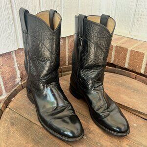Justin Black Leather Roper Cowboy Boots Women's Size 7 C Style L3703